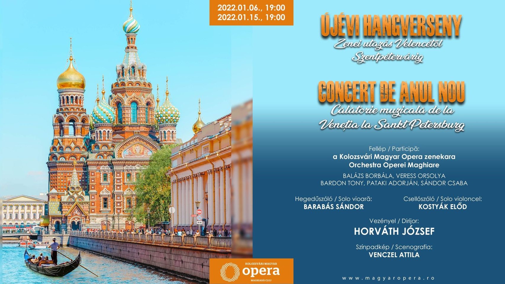 Zenei utazás Velencétől Szentpétervárig – Újévi hangverseny az operában