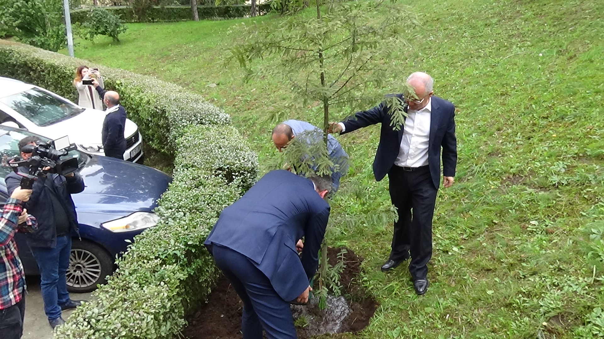 VIDEÓ - Öltönyben is fát ültet Emil Boc