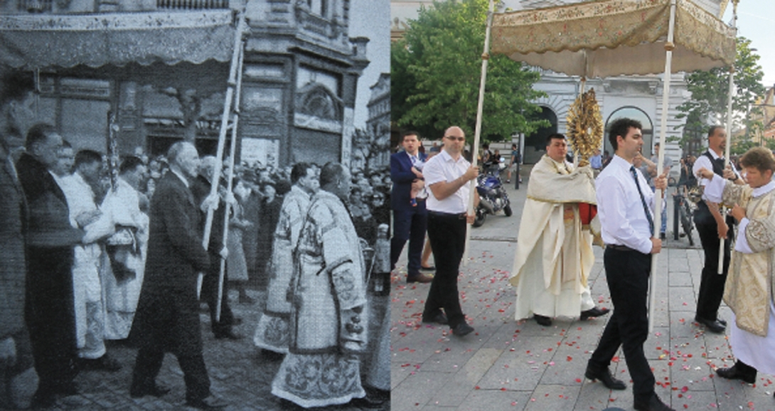 Rendhagyó Úrnapi körmenet Kolozsvár Főterén, Márton Áron nyomában