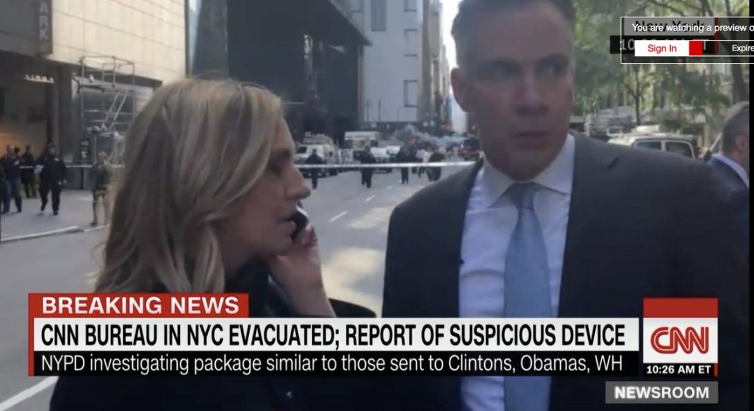 Bombafenyegetés miatt élő adás közben kiürítették a CNN New York-i irodáit