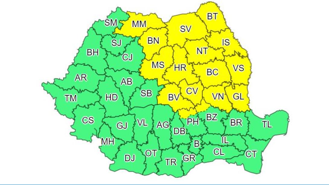 Lehűlés, szél és csapadék – sárga figyelmeztetés 16 megyében